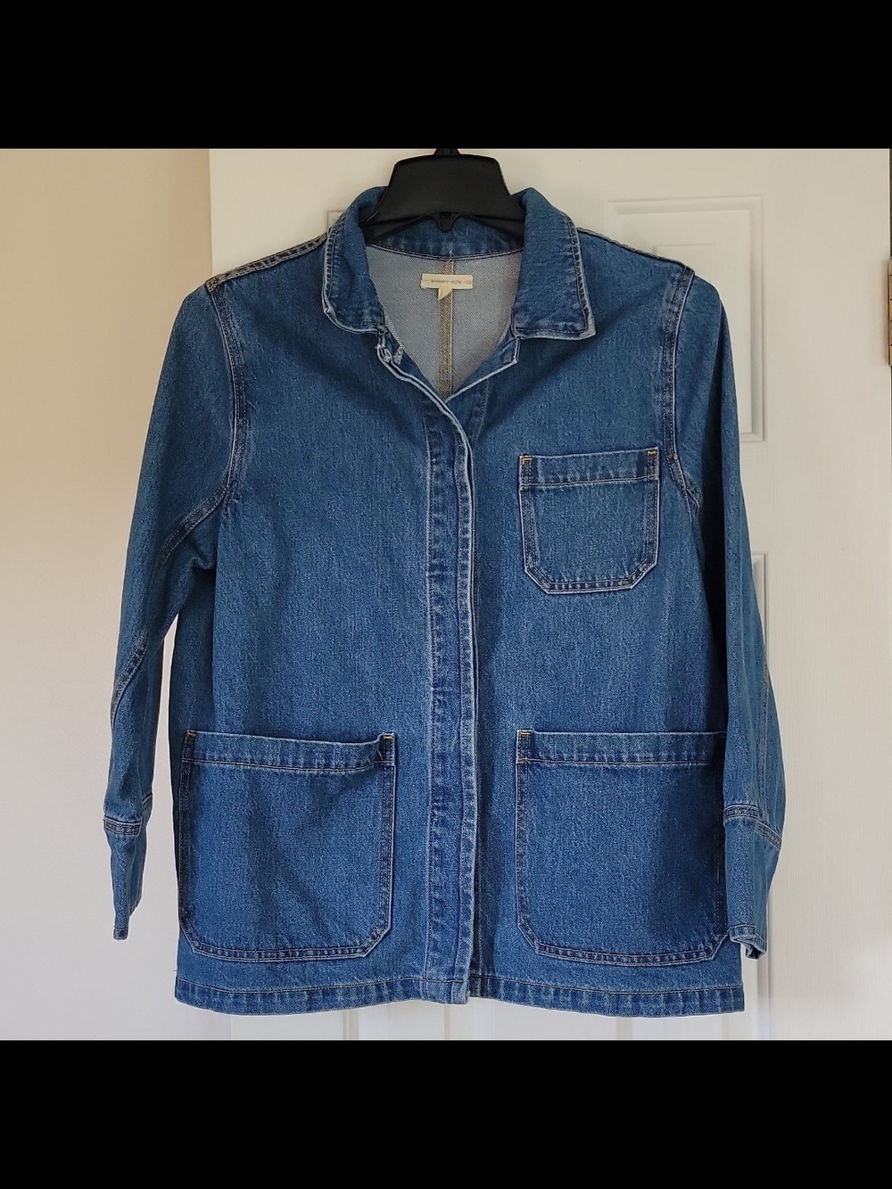 Whimsy + Row Jordan Blue Hidden Button Front Collared Jacket Long Sleeve Size M